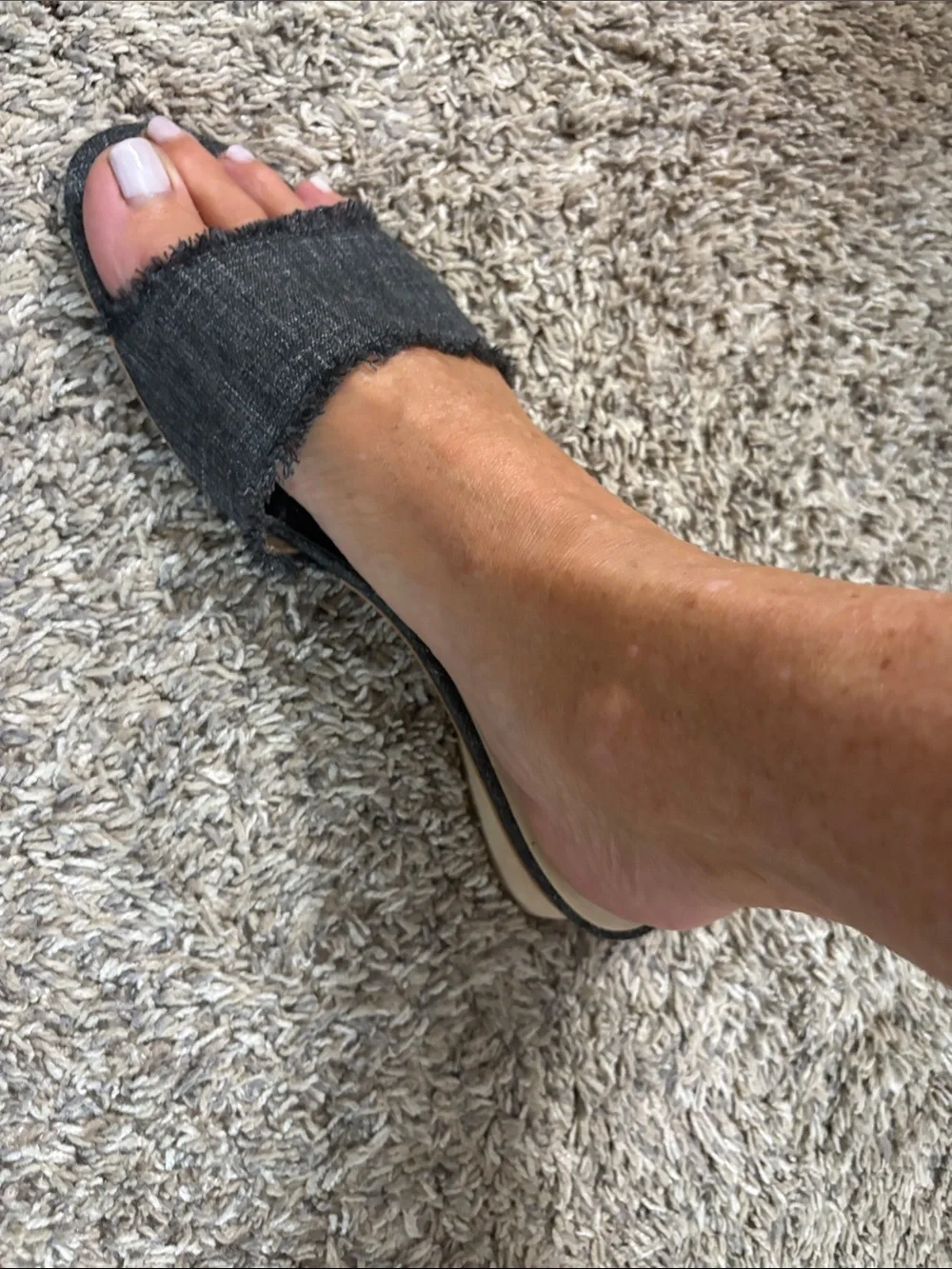 Dolce Vita Black Frayed Fabric Slide Mules